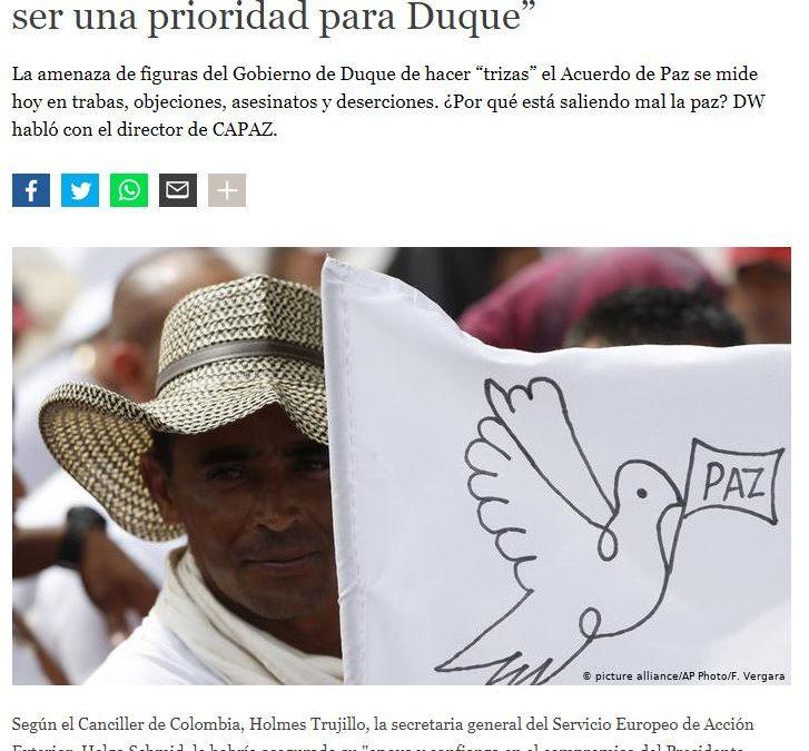 “La protección de los líderes sociales debería ser una prioridad para Duque”: Stefan Peters a la DW